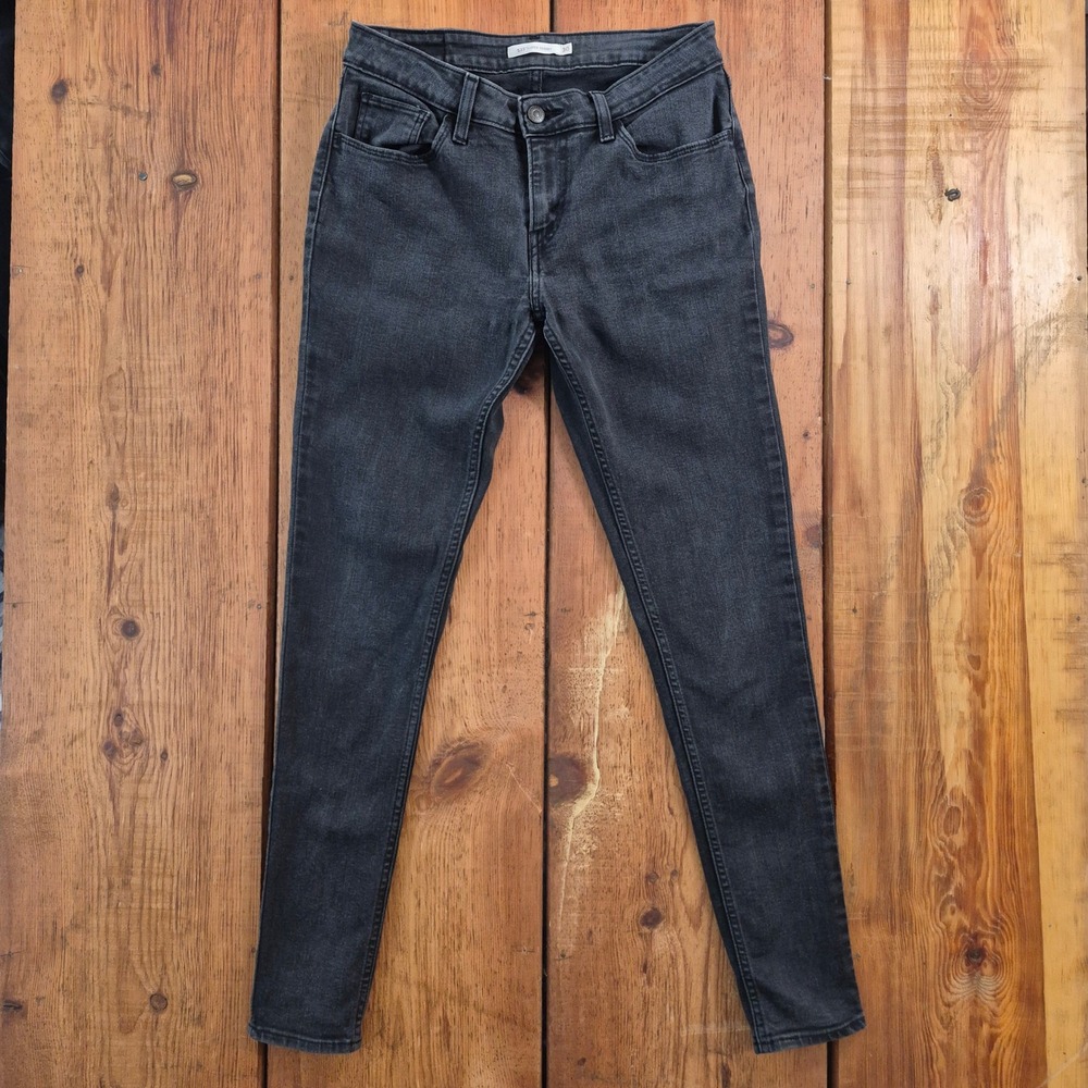 Levis 535 Super Skinny Jeans Womens 30x30 Washed Black Denim 11997-0201